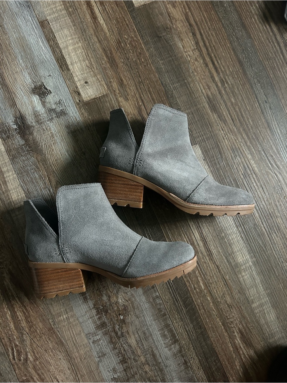 Sorel Gray Suede Ankle Booties